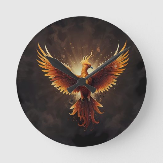 Fiery Phoenix Kussen Ronde Klok (Voorkant)