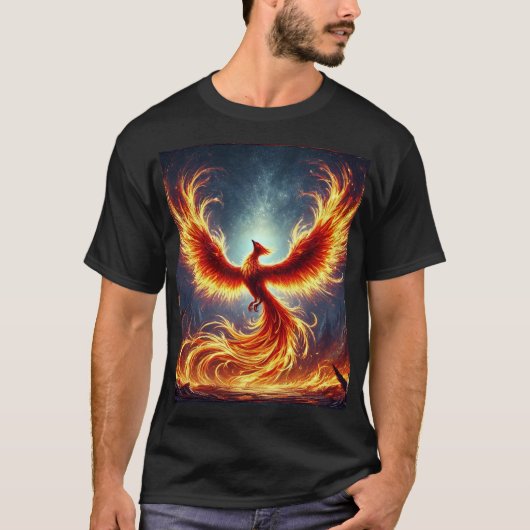 Fiery Phoenix Mythical Art T-Shirt (Voorkant)