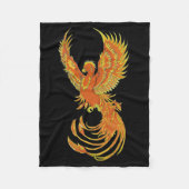 Fiery Phoenix op Black Fleece Deken (Voorkant)