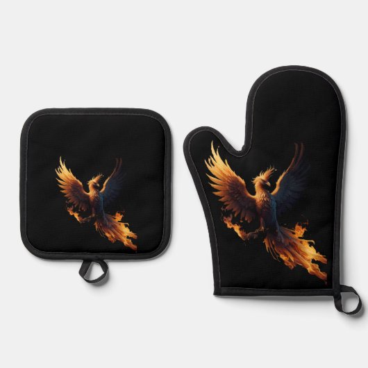 Fiery Phoenix Ovenwant & Pannenlap Set (Voorkant)