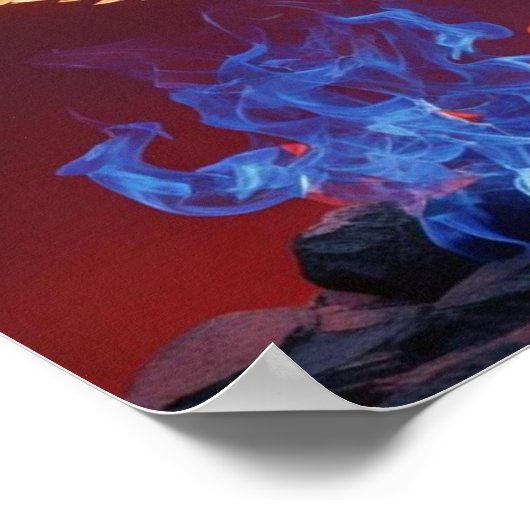 Fiery Phoenix: Rebirth in Red and Blue Flames Poster (Hoek)