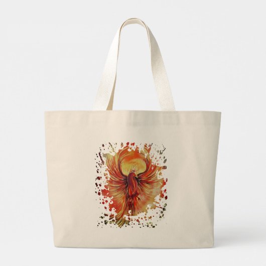 Fiery Phoenix Rising Flame Art Bold Mythical Grote Tote Bag (Achterkant)