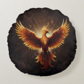 Fiery Phoenix Rond Kussen (Voorkant)