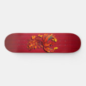 Fiery phoenix rood houten texturen persoonlijk skateboard (Horizontaal)