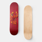 Fiery phoenix rood houten texturen persoonlijk skateboard (Voorkant)