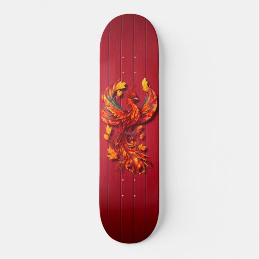 Fiery phoenix rood houten texturen persoonlijk skateboard (Voorkant)