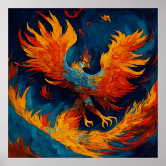 Fiery Phoenix stijgend uit de as Poster (Voorkant)