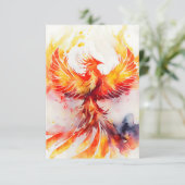 Fiery Phoenix verspreidt het is de Waterverf kunst Bedankkaart (Staand voorkant)