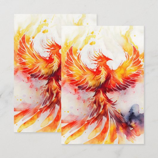 Fiery Phoenix verspreidt het is de Waterverf kunst Bedankkaart (Voorkant / Achterkant)