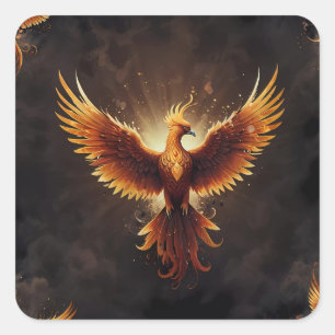 Fiery Phoenix Vierkante Sticker