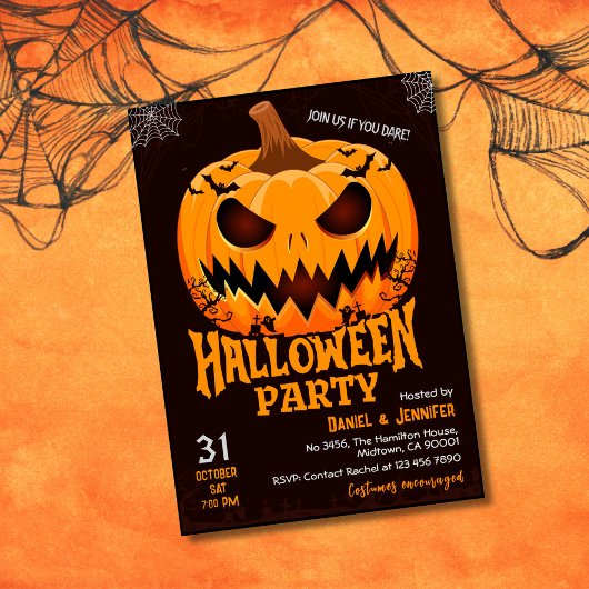 Fiery Pumpkin Jack van lantaarnvleermuizen Spooky  Kaart