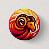 Fiery Ram Astrologie teken Ronde Button 3,2 Cm (Voorkant)