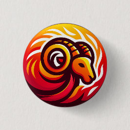 Fiery Ram Astrologie teken Ronde Button 3,2 Cm