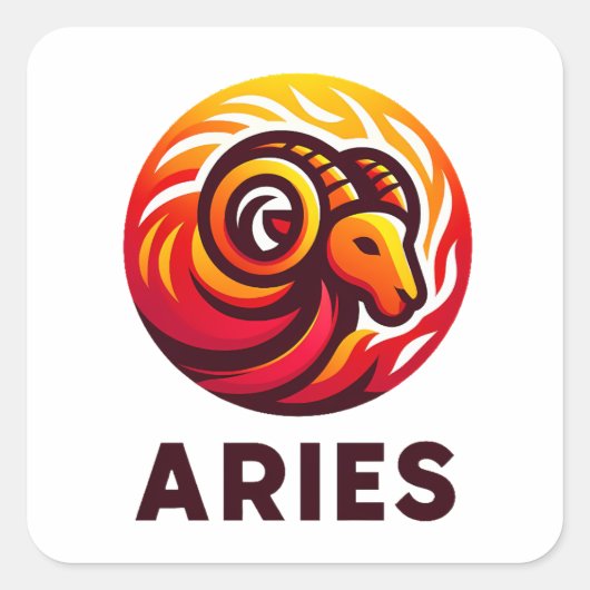 Fiery Ram Astrologie teken Vierkante Sticker (Voorkant)