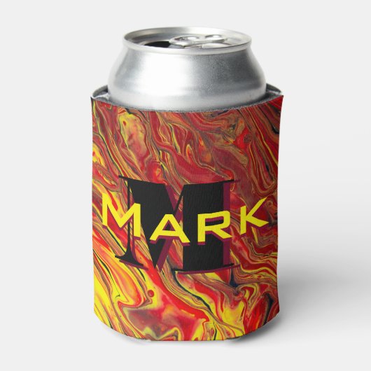 Fiery Red Acrylic Flow Art Blikjeskoeler (Blikje Voorkant)