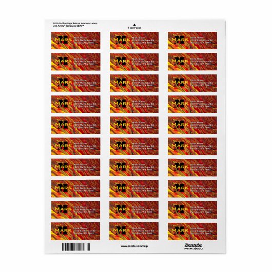 Fiery Red Acrylic Flow Art Etiket (Full Sheet)