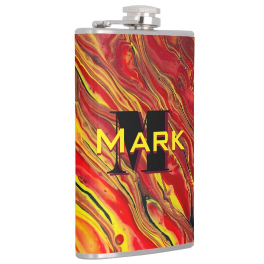 Fiery Red Acrylic Flow Art Heupfles (Rechts)