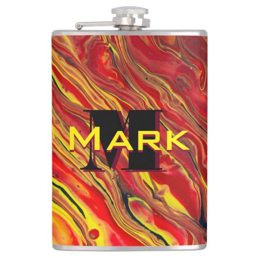 Fiery Red Acrylic Flow Art Heupfles (Voorkant)