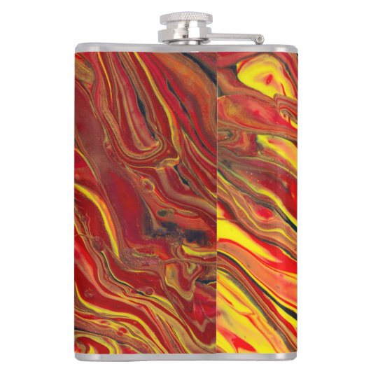 Fiery Red Acrylic Flow Art Heupfles (Achterkant)