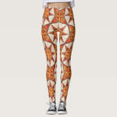 Fiery Red and Orange Starburst - Geometric Mosaic Leggings (Voorkant)
