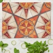 Fiery Red and Orange Starburst - Geometric Mosaic Theedoek (Gevouwen)