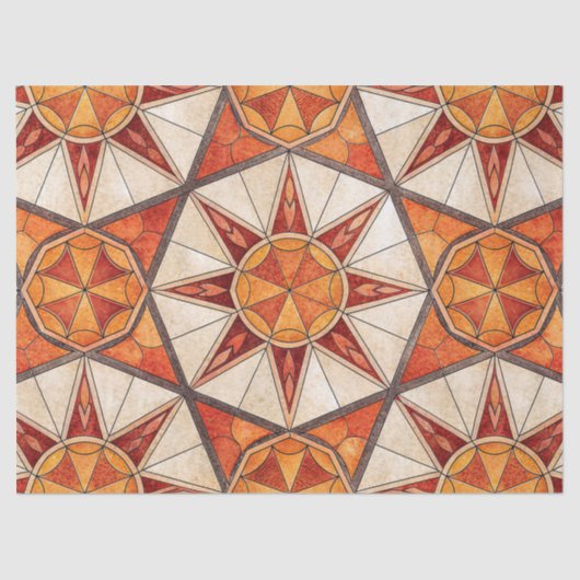 Fiery Red and Orange Starburst - Geometric Mosaic Tissuepapier (Voorkant)