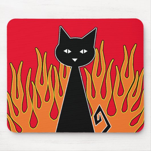~ Fiery {{{{ Red }}}}} Black Cat ~ Muismat (Voorkant)