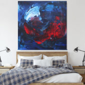 Fiery Red Blue Bold Abstract Wall Art Canvas Afdruk (Insitu (Slaapkamer))