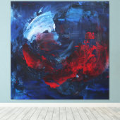 Fiery Red Blue Bold Abstract Wall Art Canvas Afdruk (Insitu (Houten vloer))