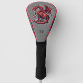 Fiery Red Dragon op Metal Diamond Bord Custom Golfheadcover (Voorkant)
