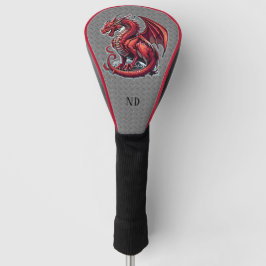 Fiery Red Dragon op Metal Diamond Bord Custom Golfheadcover