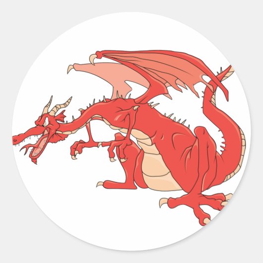 Fiery Red Dragon Ronde Sticker (Voorkant)