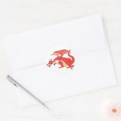 Fiery Red Dragon Ronde Sticker (Envelop)