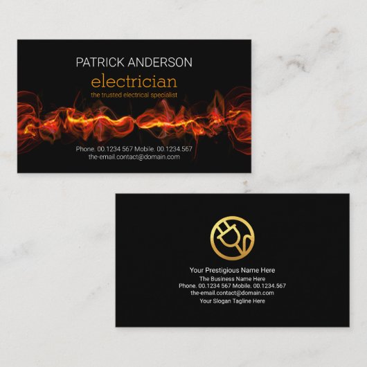 Fiery Red Electric Lightning Electrical Service Visitekaartje (Voorkant / Achterkant)