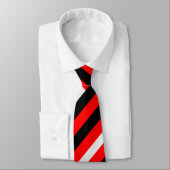 Fiery Red en Black Stripes Athletic Stropdas (Gebonden)