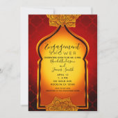 Fiery Red Gold Indiaas Arabisch Verloving Douche Kaart (Voorkant)