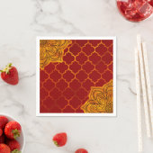 Fiery Red Gold Royal Indian Arabian Theme Marokkaa Servet (Insitu)