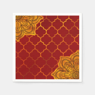 Fiery Red Gold Royal Indian Arabian Theme Marokkaa Servet