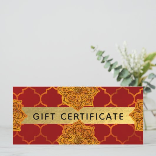 Fiery Red Gold Royal Indian Gift Certificate (Staand voorkant)