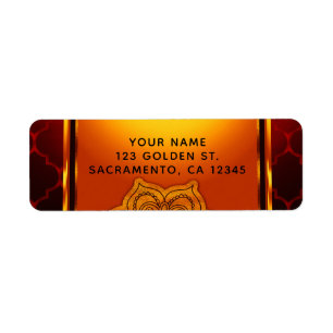 Fiery Red Gold Royal Indische Arabische Marokkaans Etiket