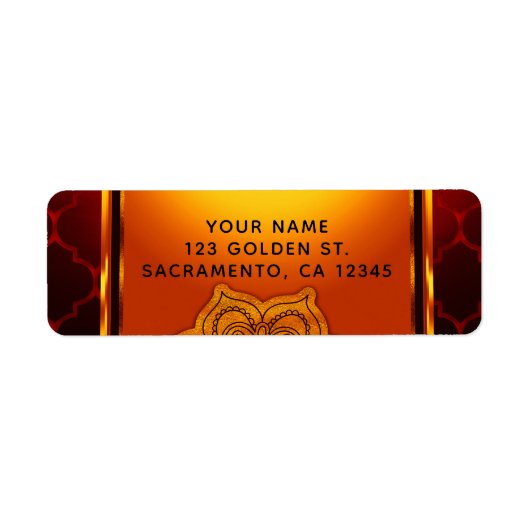Fiery Red Gold Royal Indische Arabische Marokkaans Etiket (Voorkant)