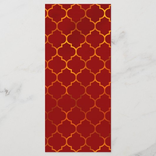 Fiery Red Gold Royal Mandala Indiaas Marokkaans Me Menu (Achterkant)