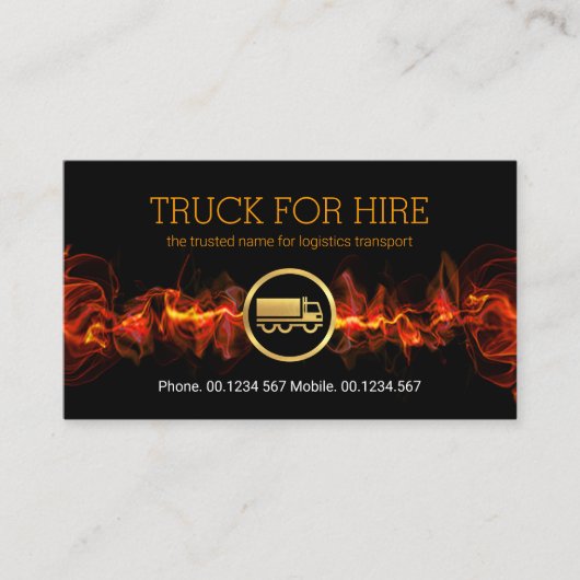 Fiery Red Lightning Home Moving Truck Transport Visitekaartje (Voorkant)