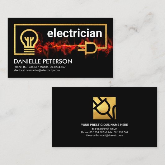 Fiery Red Lightning Power Electrical bedrading Visitekaartje (Voorkant / Achterkant)