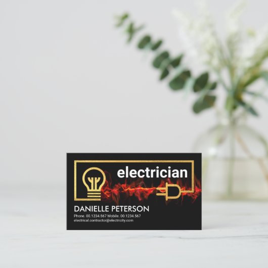 Fiery Red Lightning Power Electrical bedrading Visitekaartje (Staand voorkant)