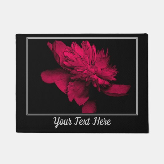 Fiery Red Peony Flower Personalized Deurmat (Voorkant)