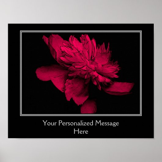 Fiery Red Peony Flower Personalized Poster (Voorkant)