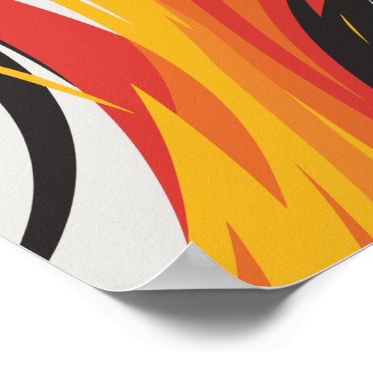 Fiery Red, Sinaasappel en Yellow Abstract Design Poster (Hoek)