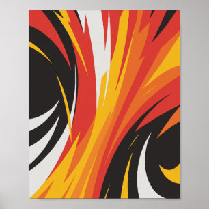Fiery Red, Sinaasappel en Yellow Abstract Design Poster