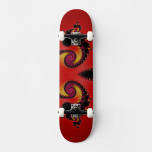 Fiery Red Spiraling Black Holten Fractal Abstract Persoonlijk Skateboard